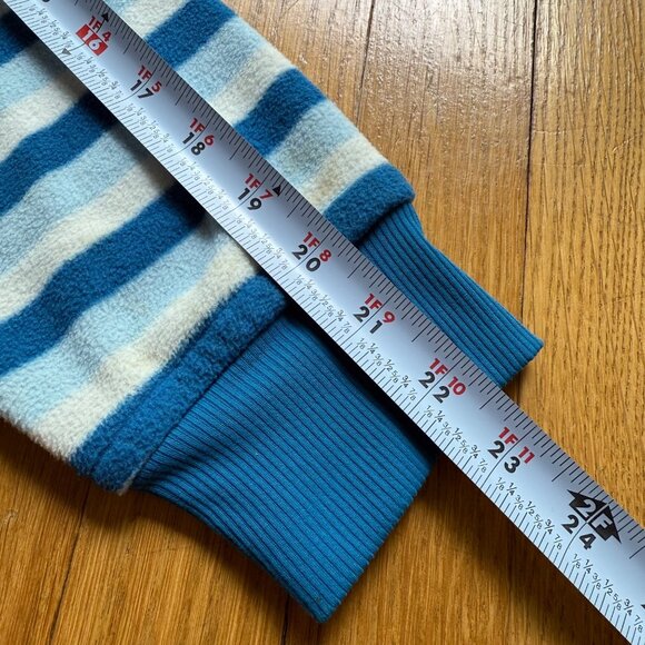 The North Face Size Medium Blue & White Striped Fleece Hooded Full Zip Jacket - Picture 12 of 15